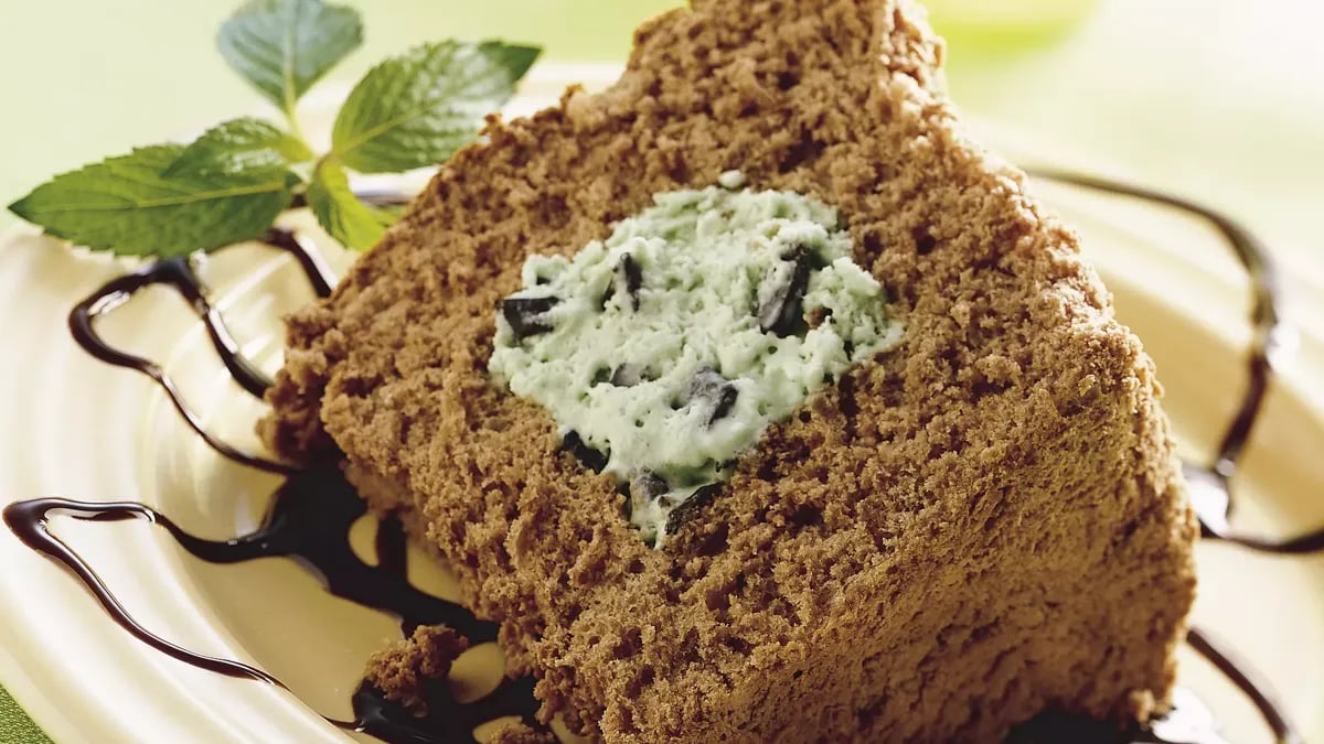 Mint Chocolate Chip Angel Food Cake