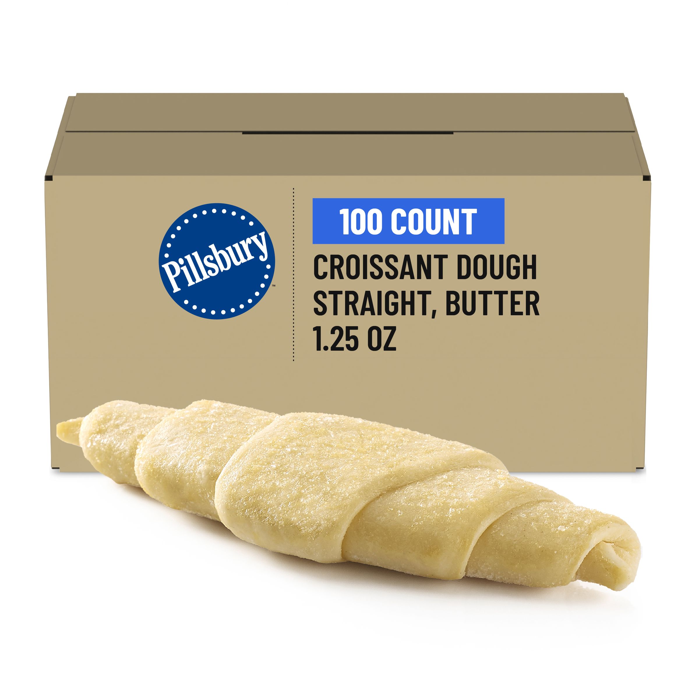  Case Optimized Hero Pillsbury Frozen Croissant Dough Bulk Straight Butter 100/1.25 OZ