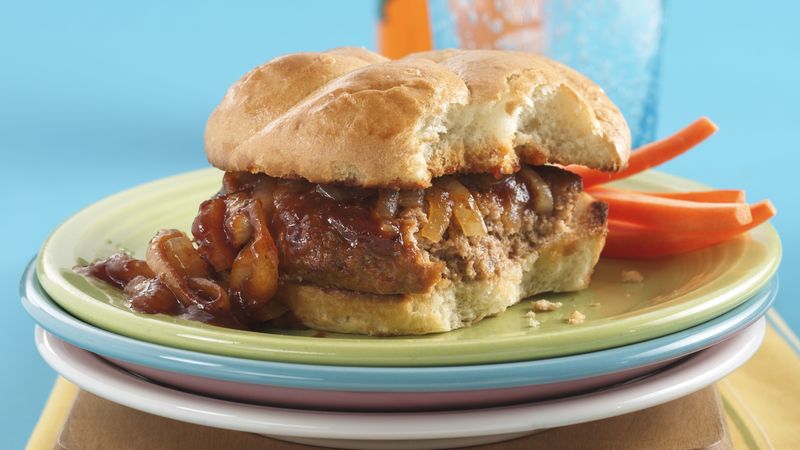 Onion-Smothered Barbecued Turkey Burgers