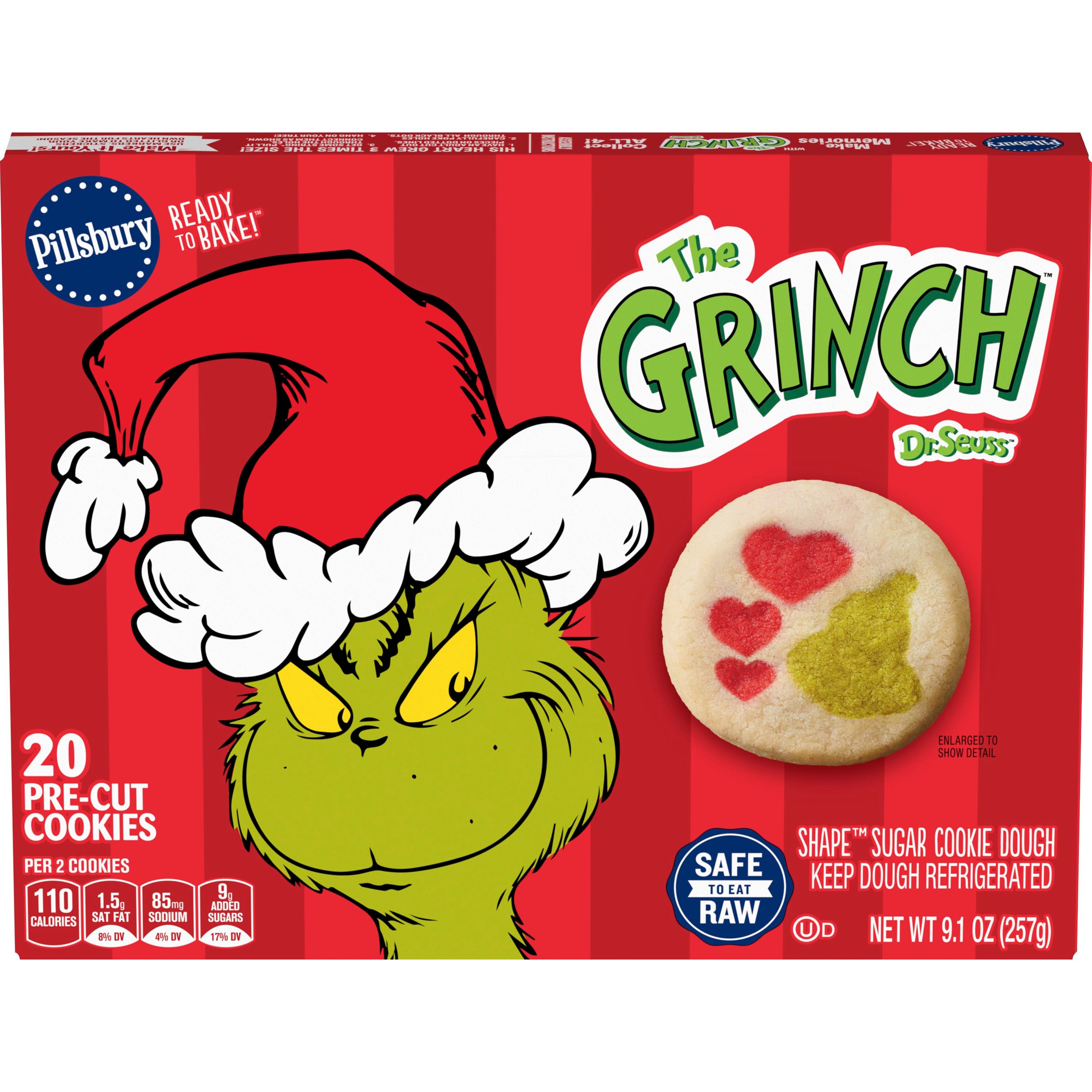 Pillsbury™ Ready to Bake! Grinch Shape Sugar cookie Dough 20 Count - Front