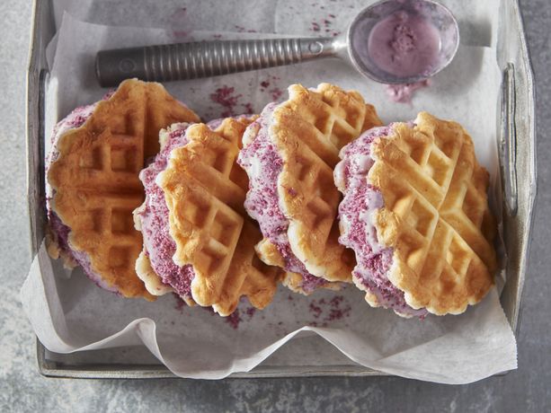 Biscuit Waffle Ice Cream Sandwiches