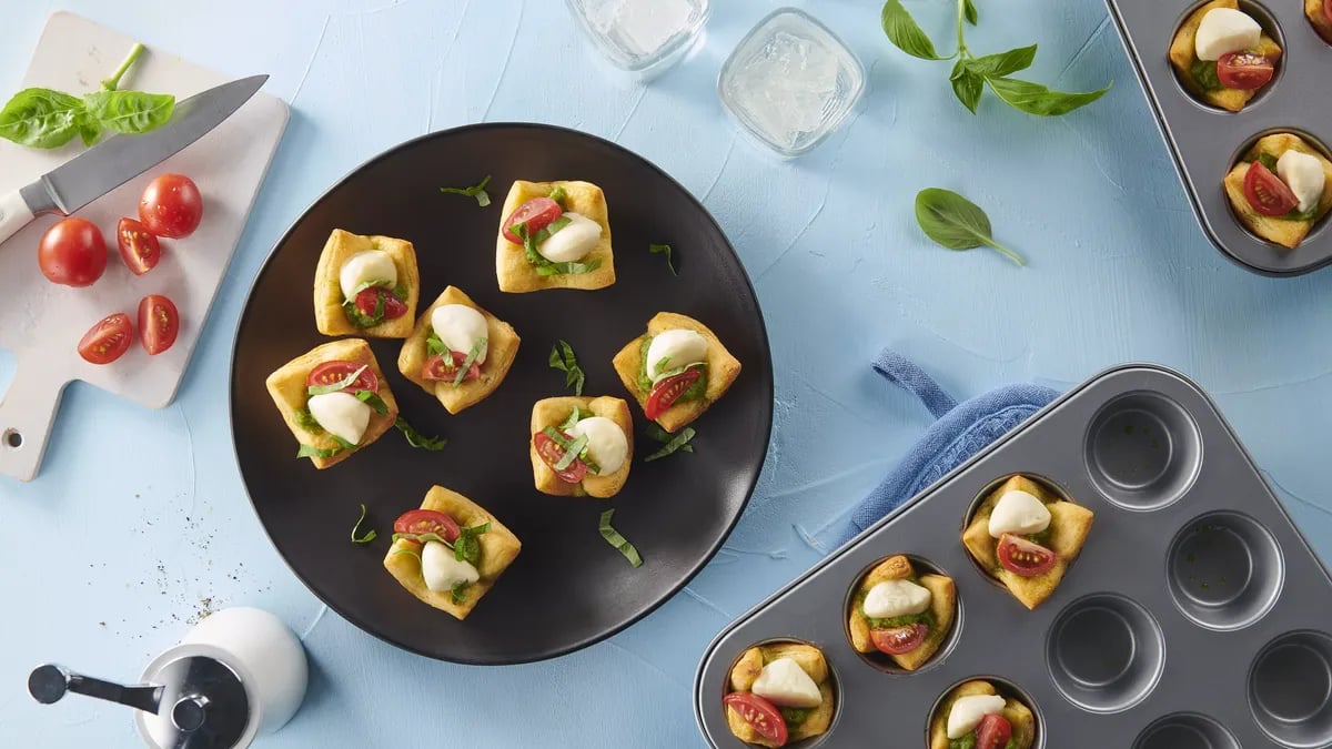 Mozzarella and Pesto Crescent Mini Tarts