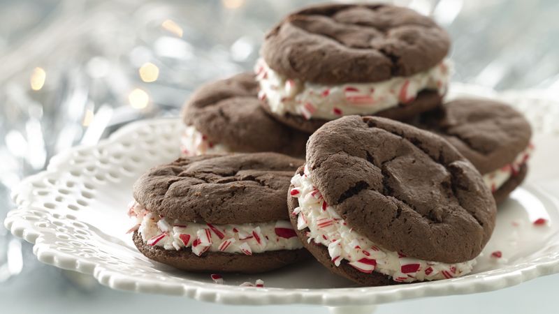 Peppermint-Chocolate Cake Mix Sandwich Cookies