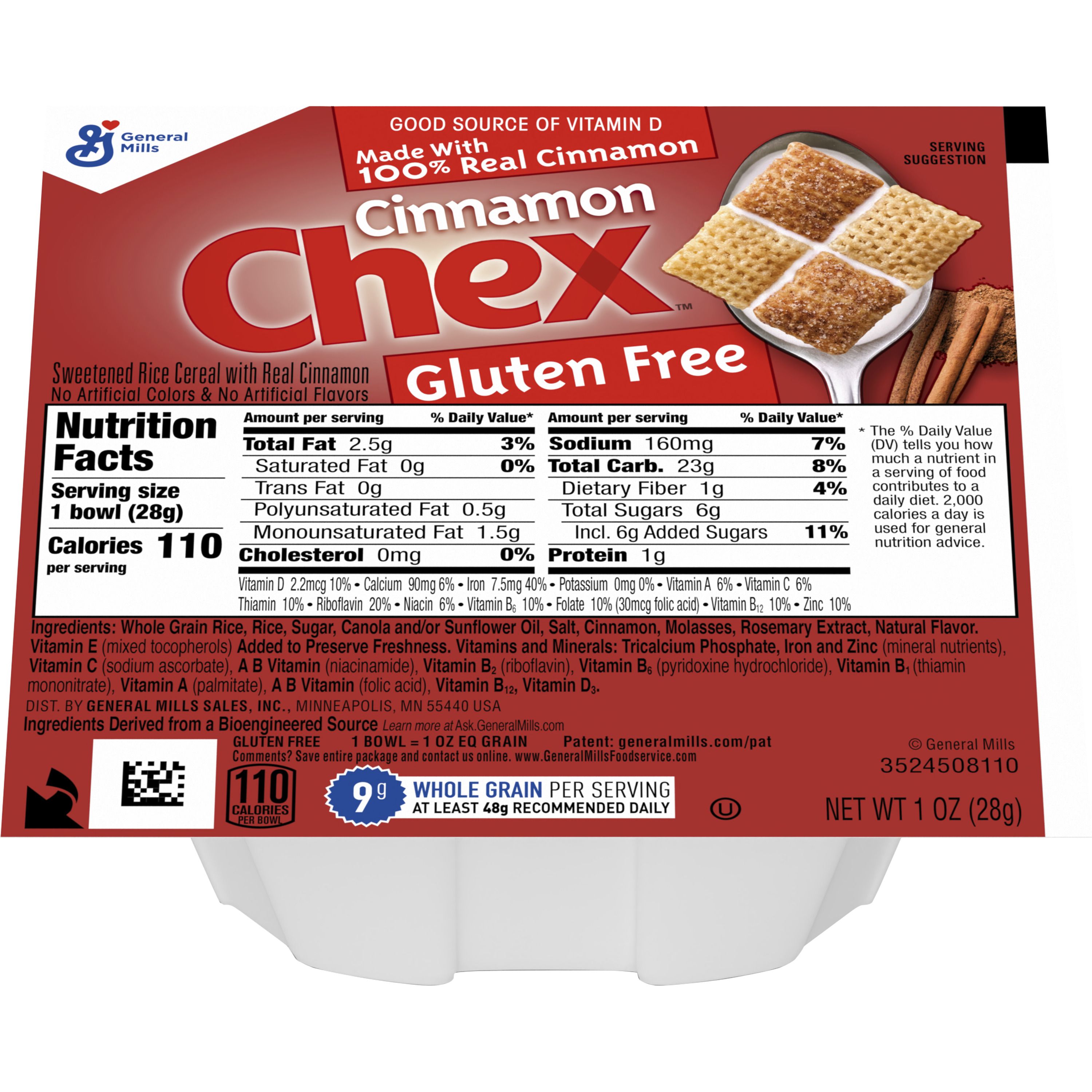 Front - 3D Cinnamon Chex(TM) Cereal Single Serve Bowlpak (96 ct) 1 oz