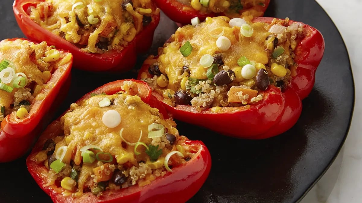 Black Bean, Corn and Quinoa Stuffed Peppers