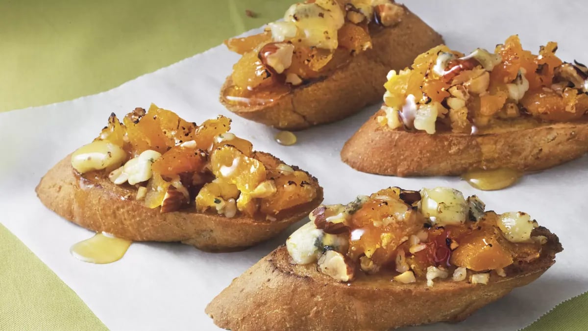 Apricot and Gorgonzola Bruschetta