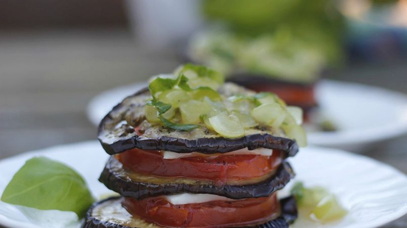 Stacked Eggplant and Mozzarella Salad