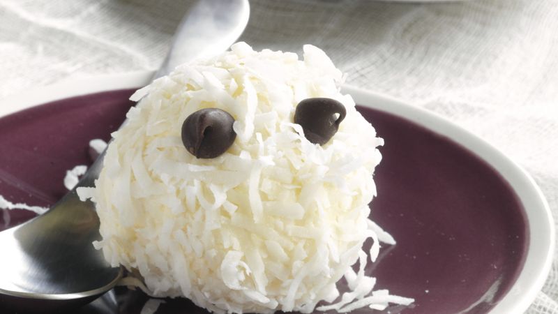 Coconut-Covered Ice Cream Ghosts