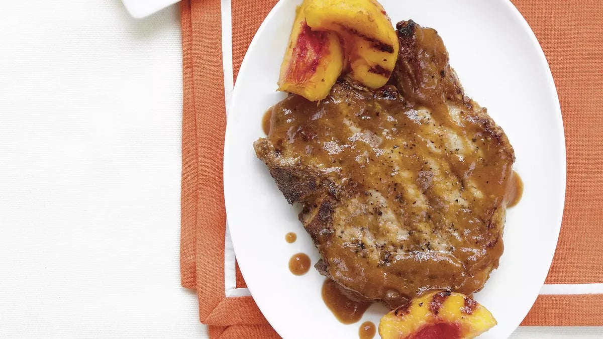 Grilled Peach Barbecue Pork Chops