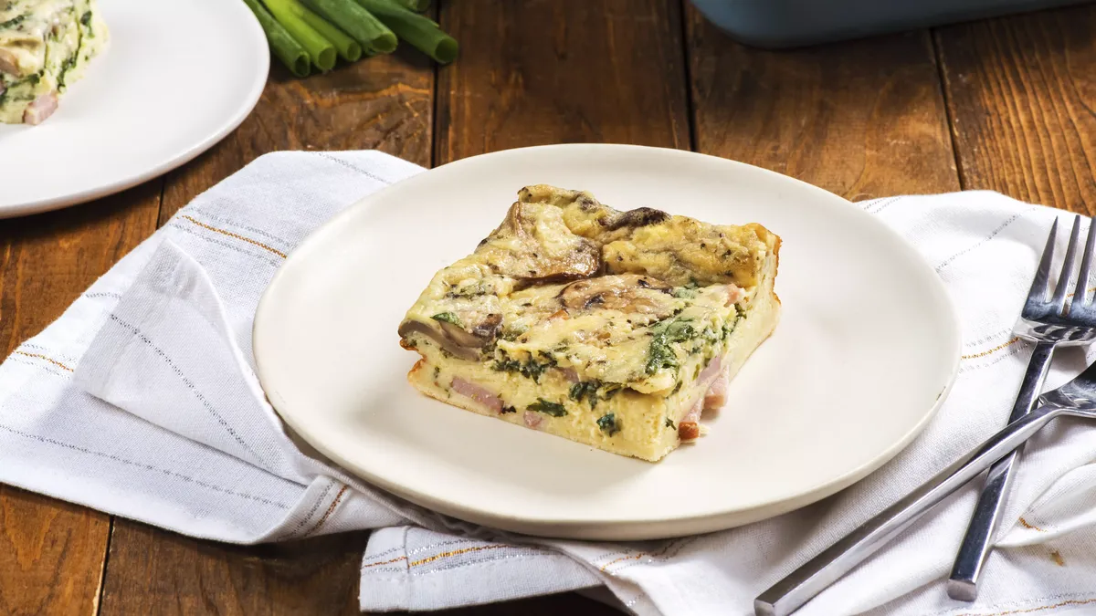 Make-Ahead Canadian Bacon and Mushroom Egg Bake