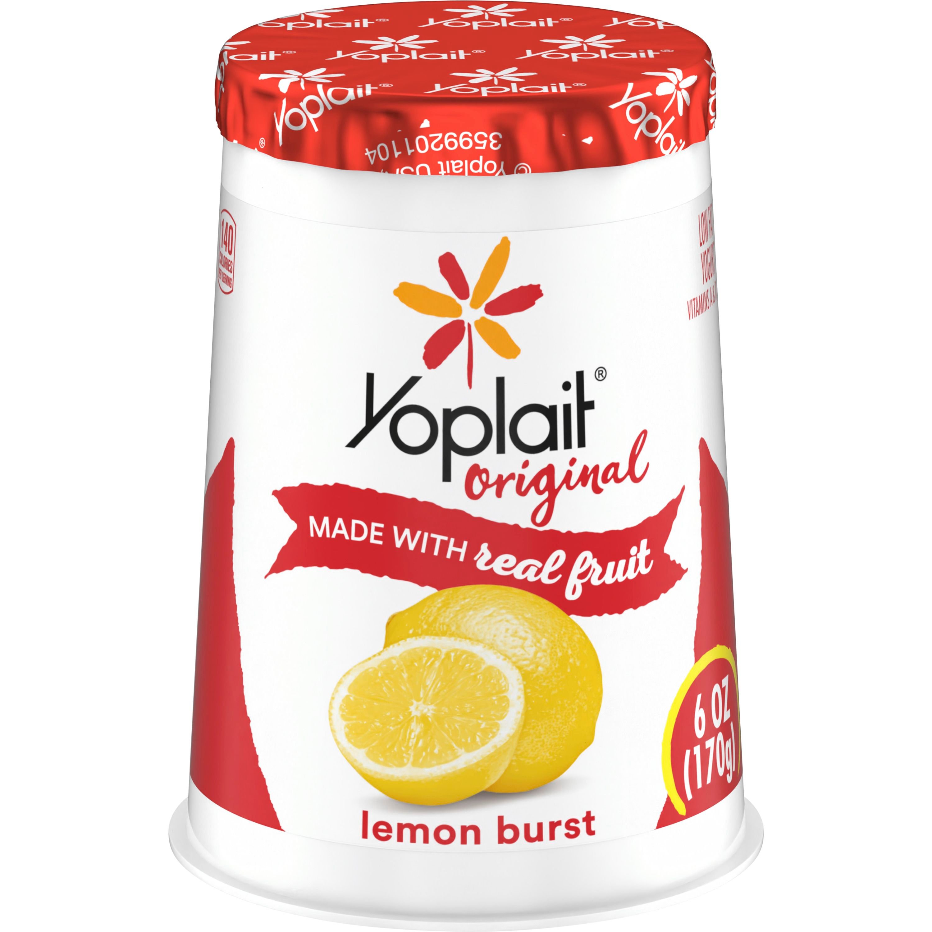 Front - 3D Yoplait(R) Original Yogurt Single Serve Cup Lemon Burst (12 ct) 6 oz