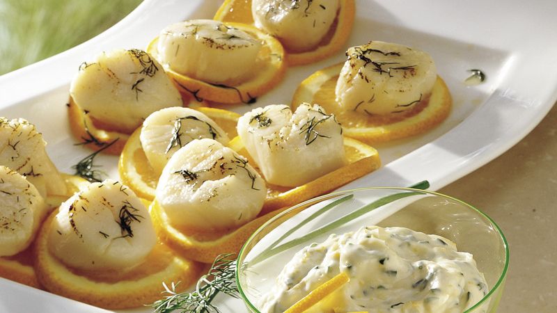 Grilled Scallops with Orange-Chive Mayonnaise 