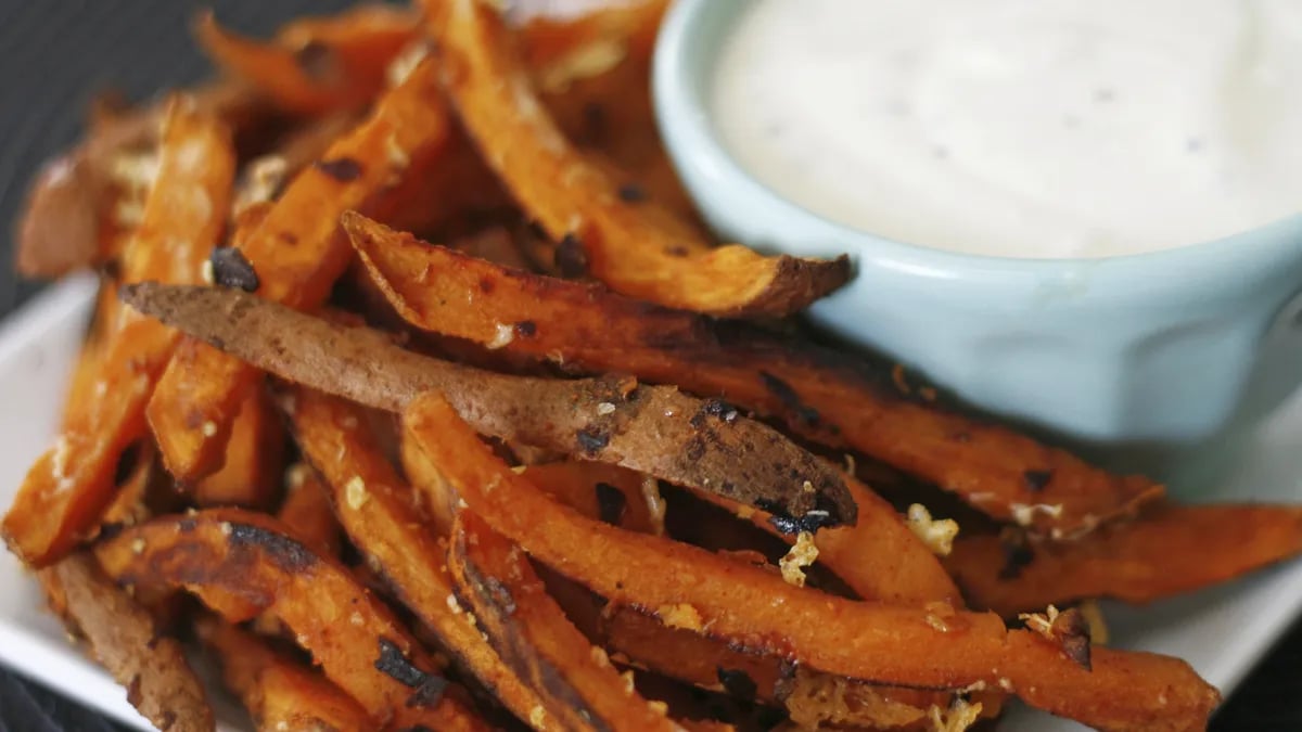 Garlic Romano Sweet Potato Fries