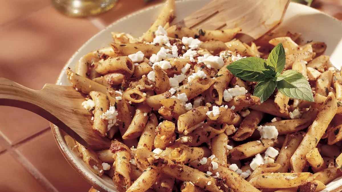 Mostaccioli with Sun-Dried Tomato Pesto