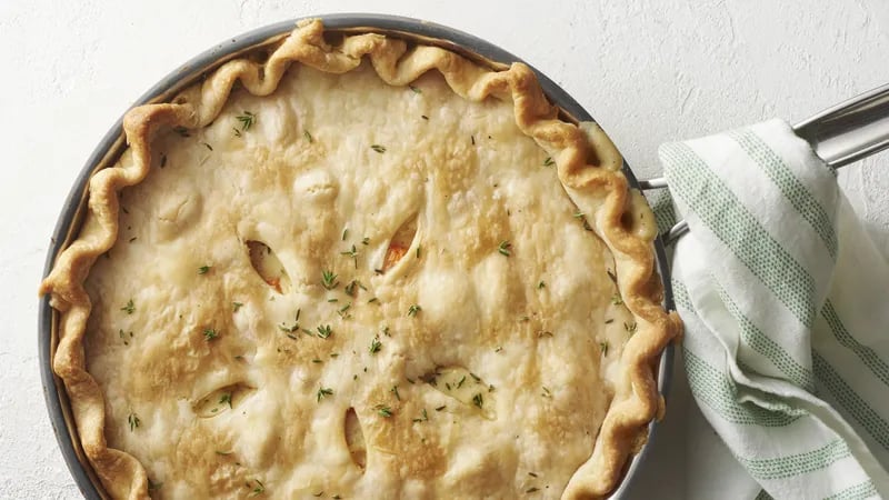 Creamy Chicken and Fall Vegetable Skillet Pot Pie