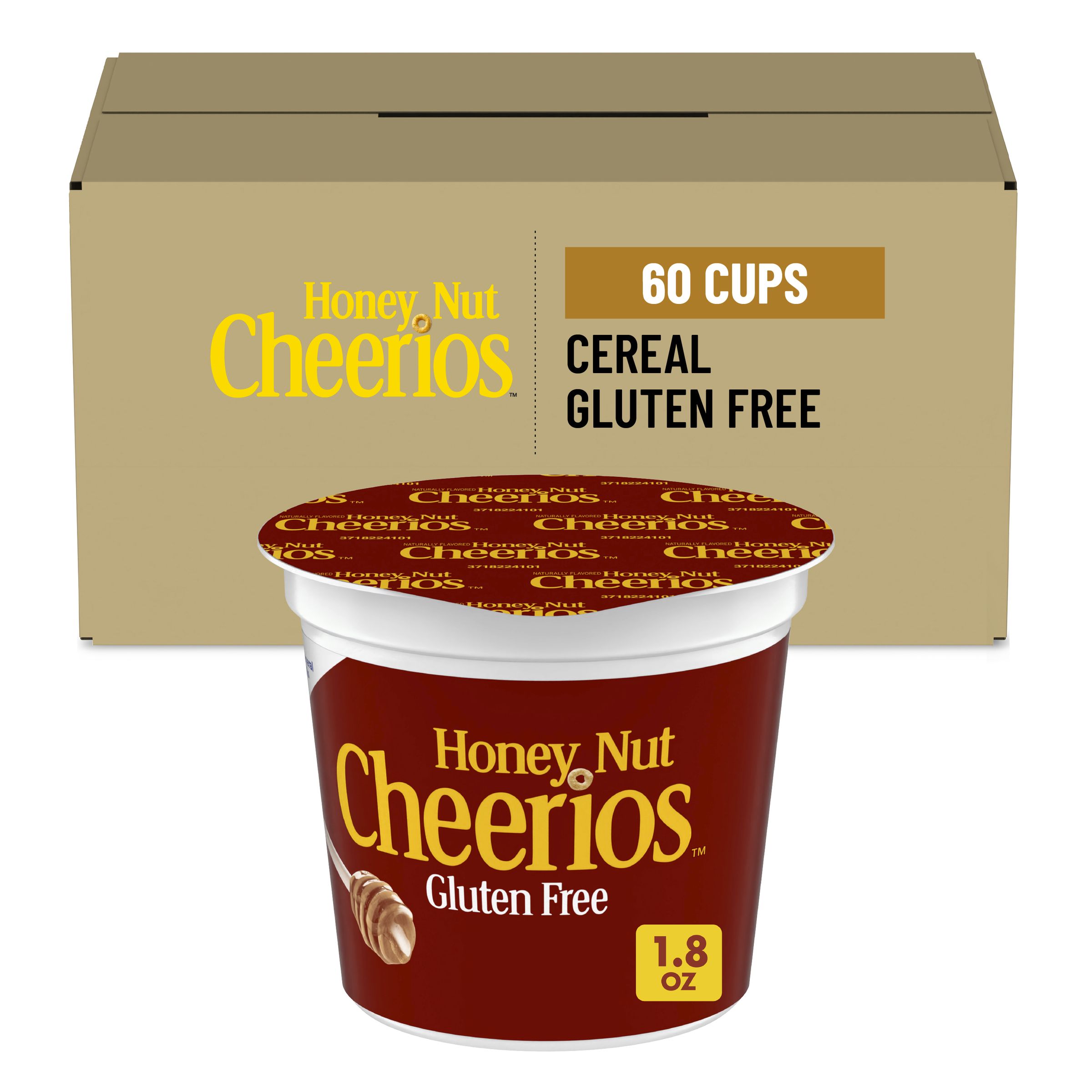  Case Optimized Hero Honey Nut Cheerios Gluten Free Cereal Single Serve Cup 60/1.8 OZ