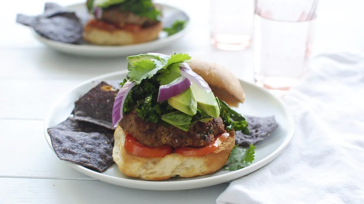 Turkey Quinoa Burgers with Sautéed Kale