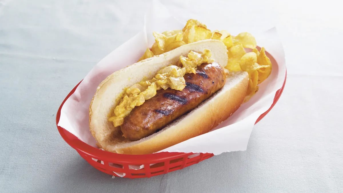 Grilled Brats with Mustard Relish