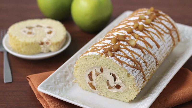 Apple Roll Cake with Caramel Frosting