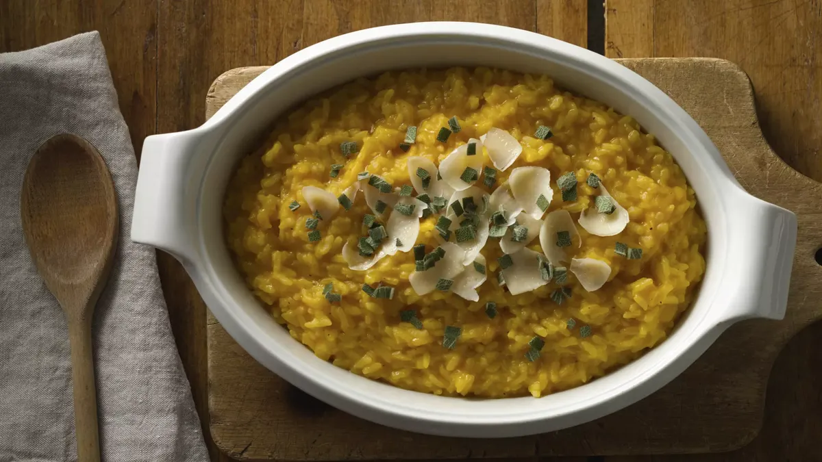 Microwave Risotto with Winter Squash, Maple Syrup and Sage