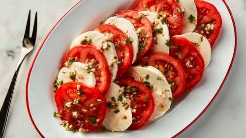 Garlic Basil Tomatoes with Mozzarella