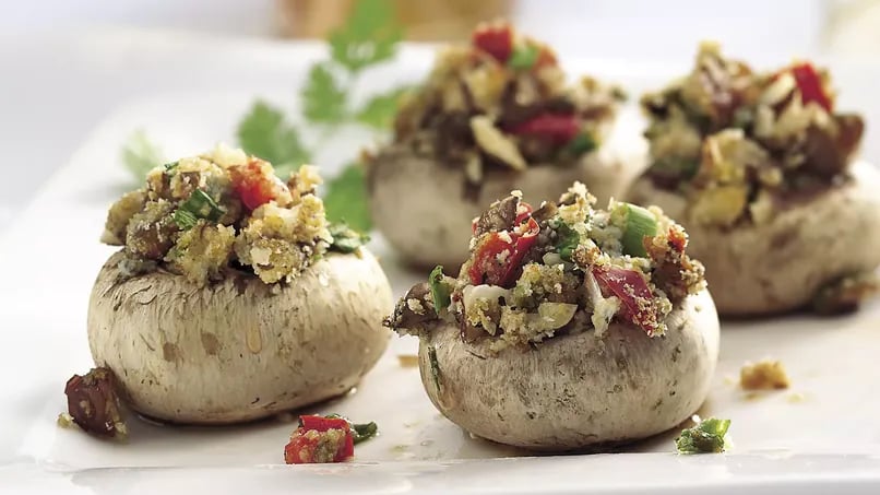 Gorgonzola- and Hazelnut-Stuffed Mushrooms