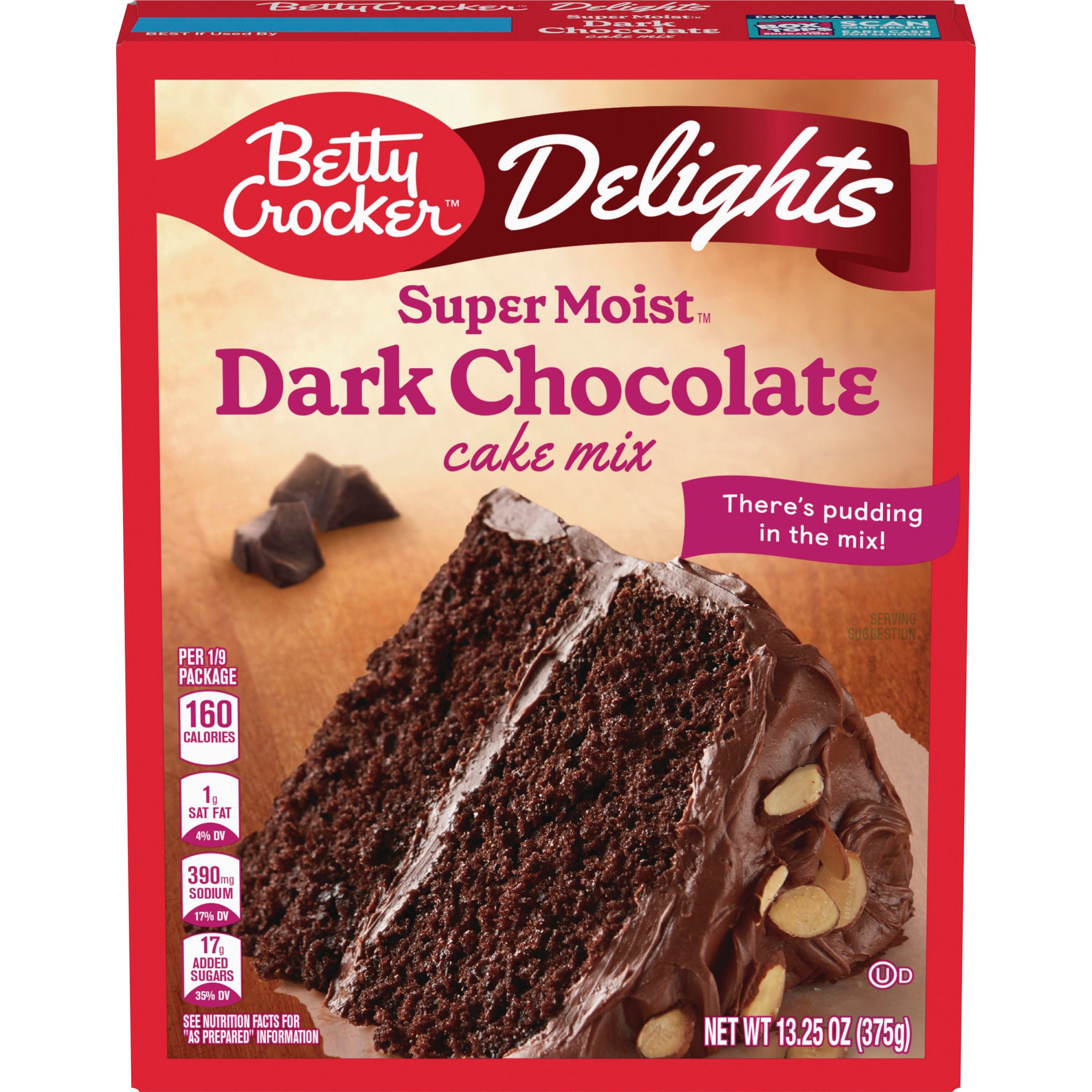 Betty Crocker Delights Super Moist Dark Chocolate Cake Mix, 13.25 oz. - Front