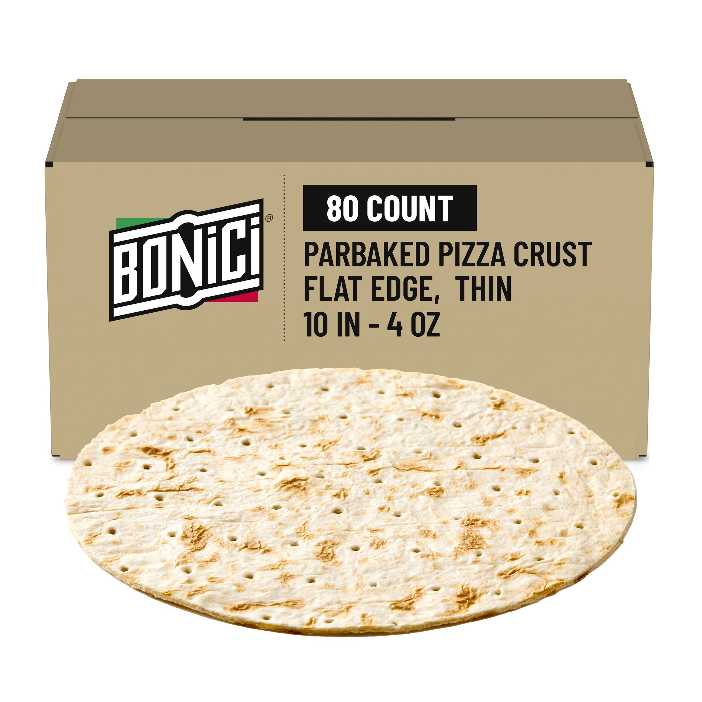  Case Optimized Hero BONICI® Frozen Parbaked Pizza Crust Flat Edge Thin 10 in 80/4 OZ
