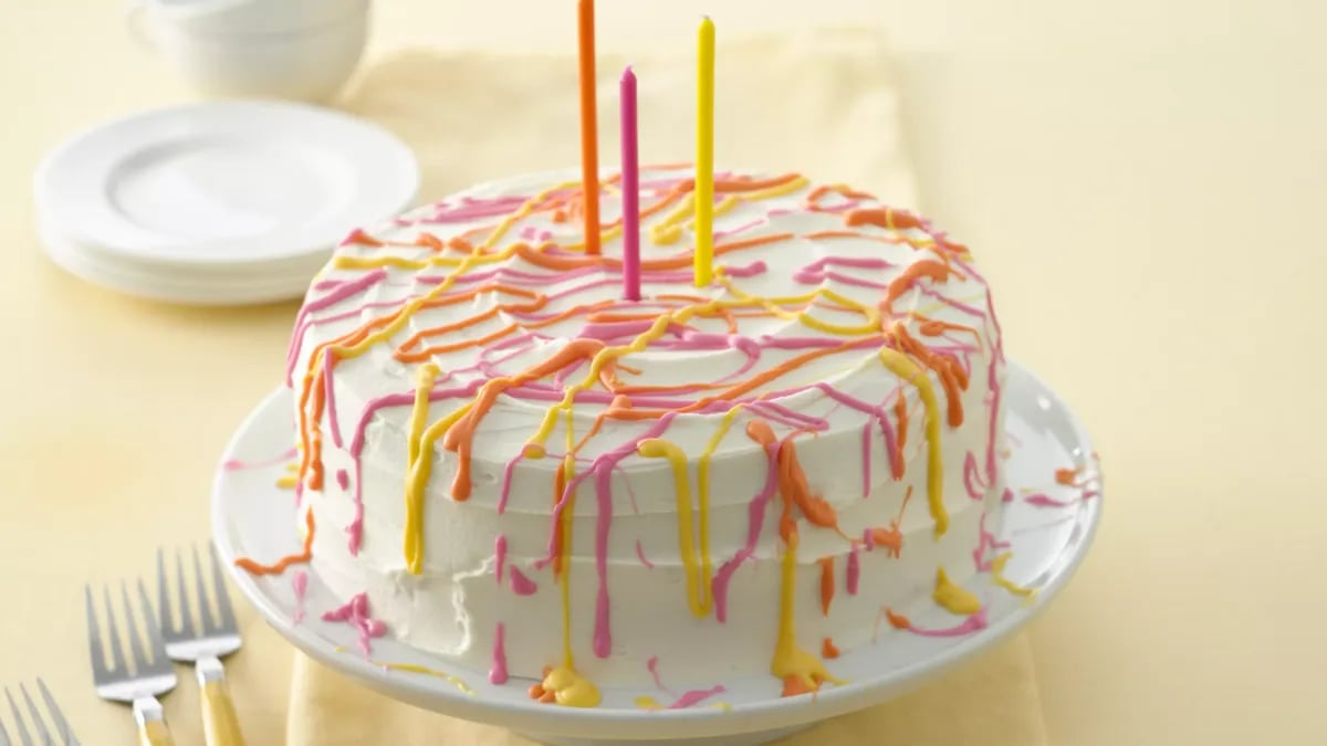 Splattered White Chocolate Cake 