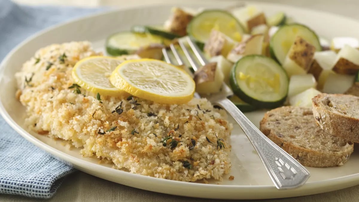 Herb-Crusted Tilapia with Lemon Potatoes 