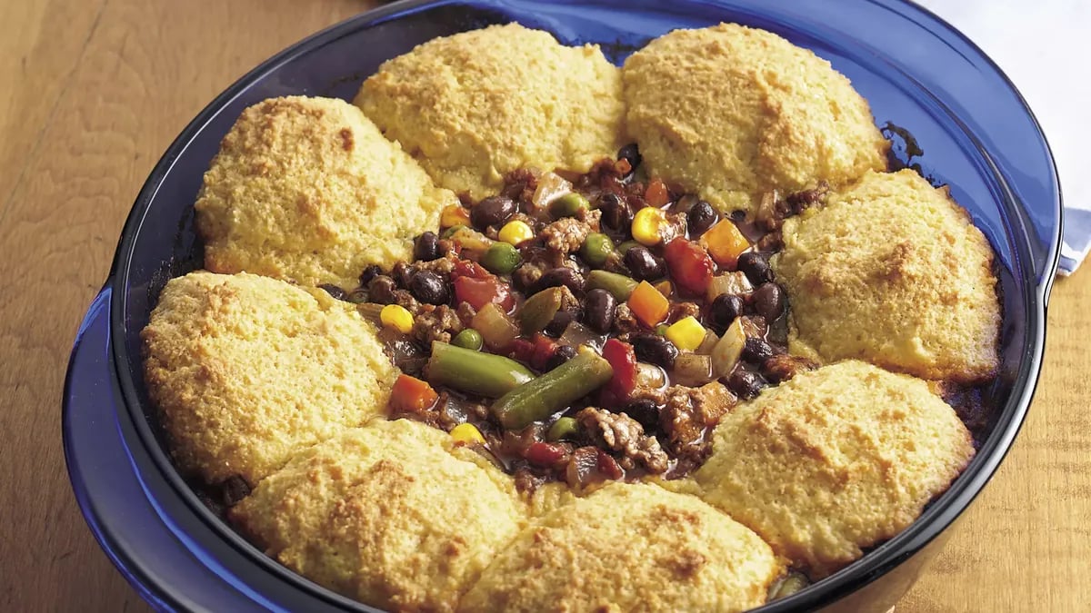 Corn Bread-Topped Black Bean Chili Casserole