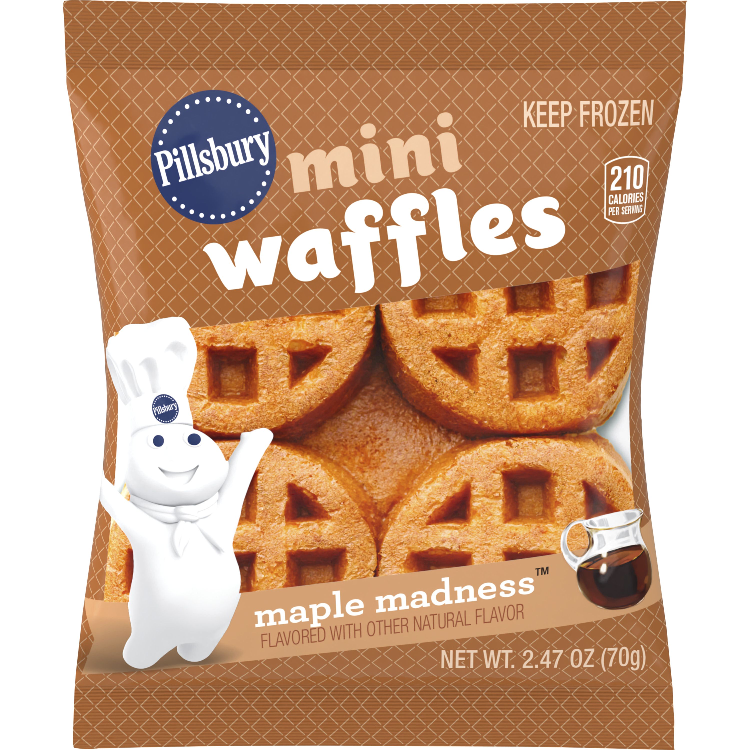 Front - 3D Pillsbury Frozen Meals Mini Waffles Single Serve Pouch Maple Madness 72/2.47 OZ