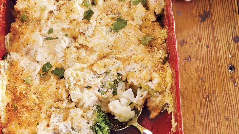 Broccoli and Cauliflower Gratin