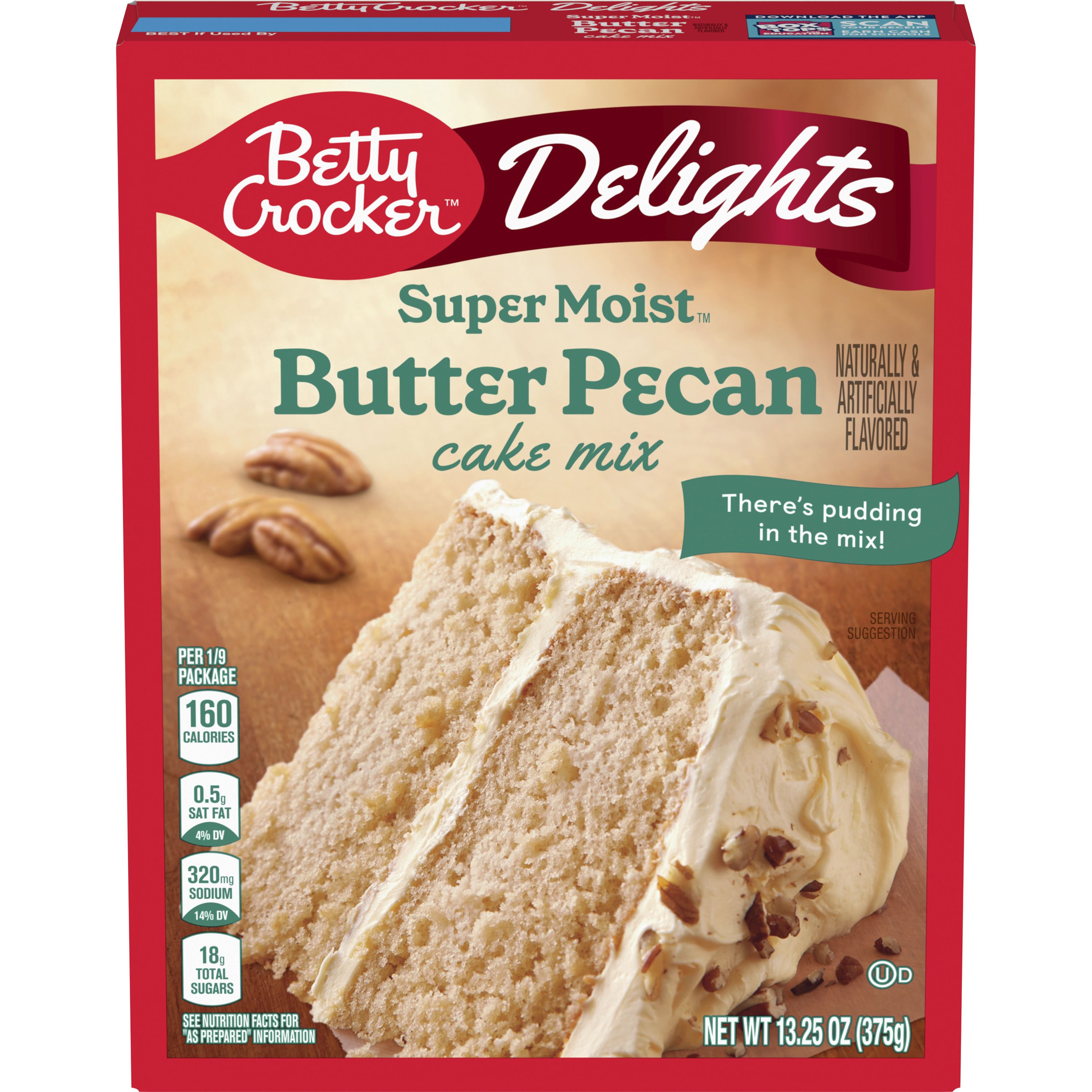 Betty Crocker Delights Super Moist Butter Pecan Cake Mix, 13.25 oz. - Front