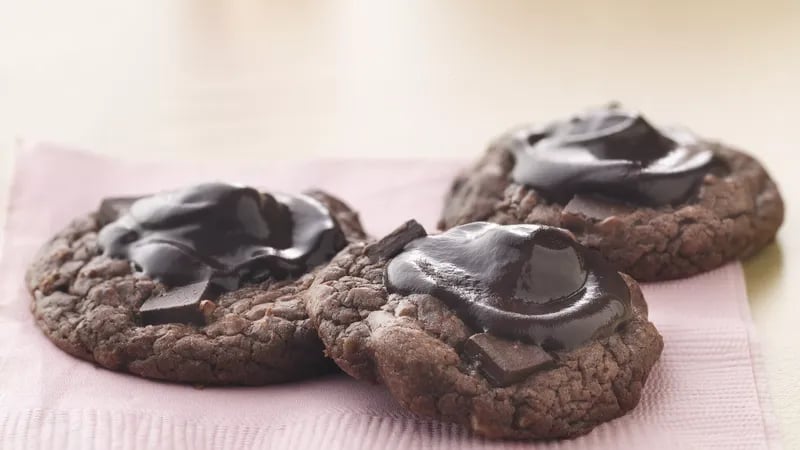 Fudgy-Topped Chocolate-Cherry Cookies