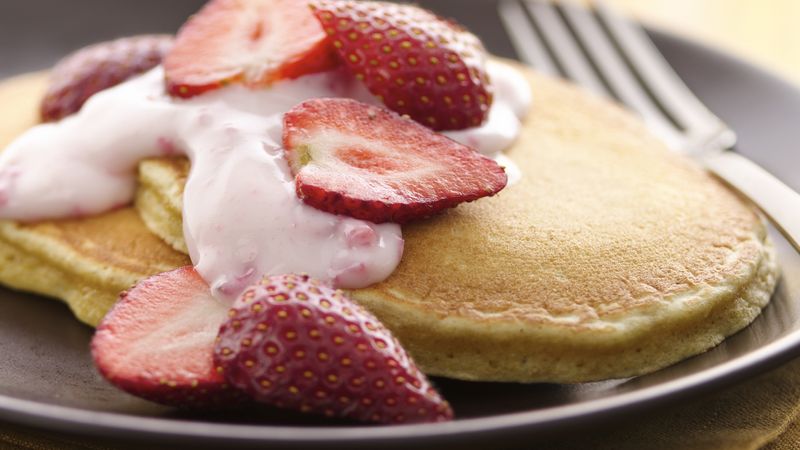 Strawberry-Yogurt Pancakes (White Whole Wheat Flour)