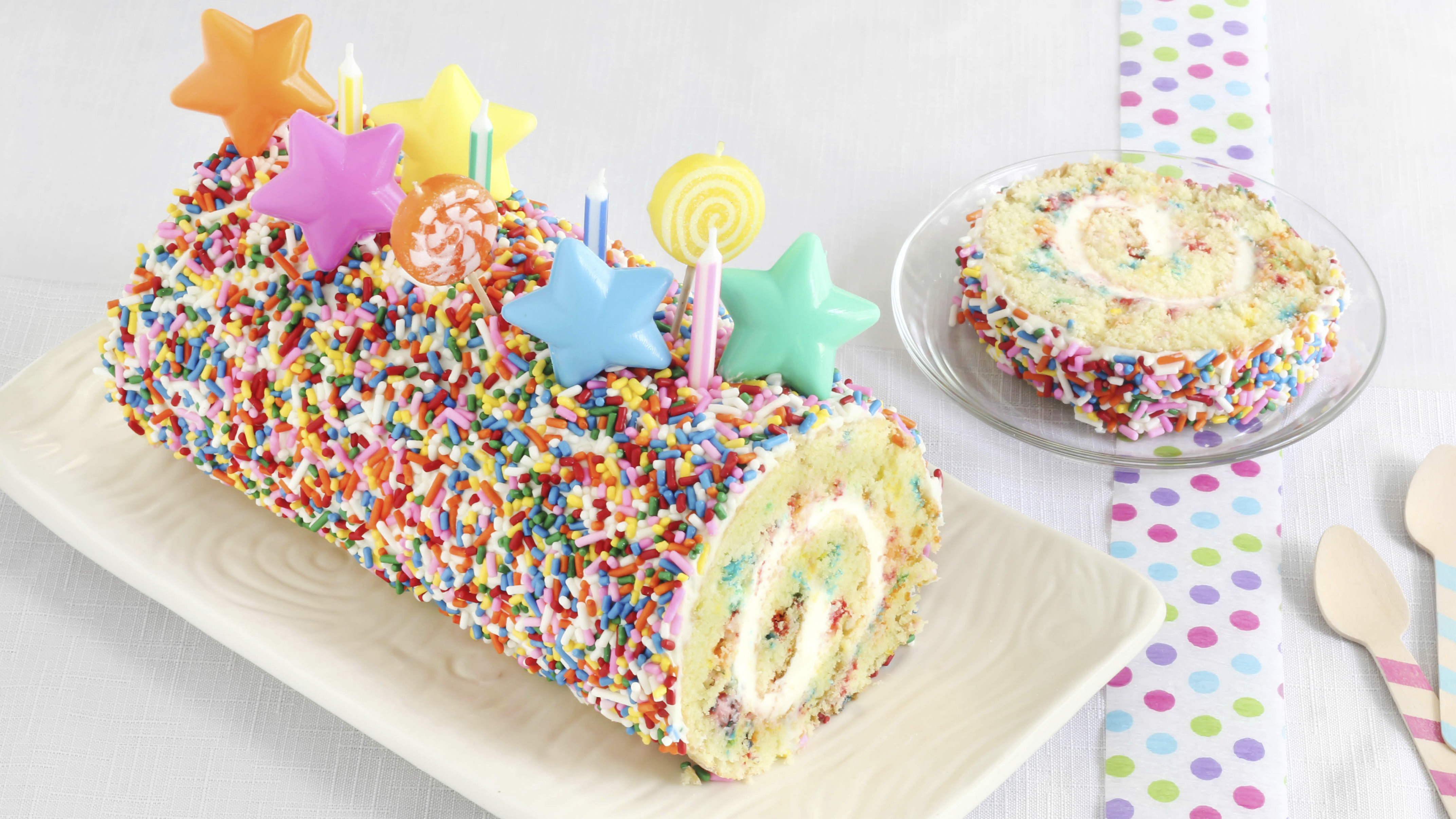 Funfetti cake with white chocolate frosting