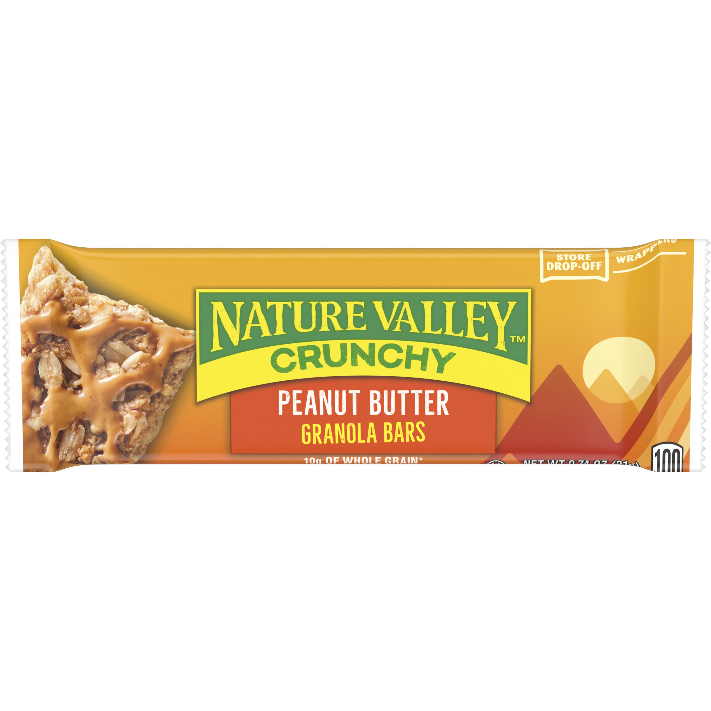 Front - 3D Nature Valley Granola Bars Single Bar Pouch Peanut Butter 144/0.74 OZ