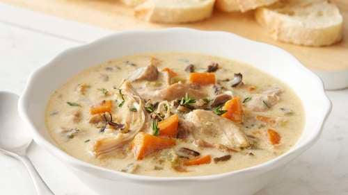 Easy Crock Pot Creamy Chicken and Rice Soup - Back for Seconds
