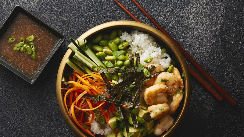 Sushi Rice Bowls with Shrimp