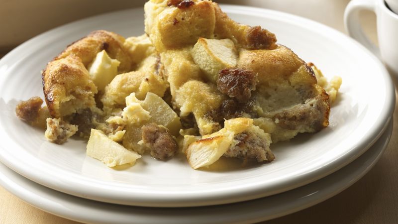 Sausage and Apple Breakfast Bread Pudding