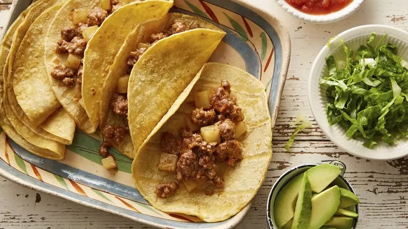 Ground Beef and Potato Tacos