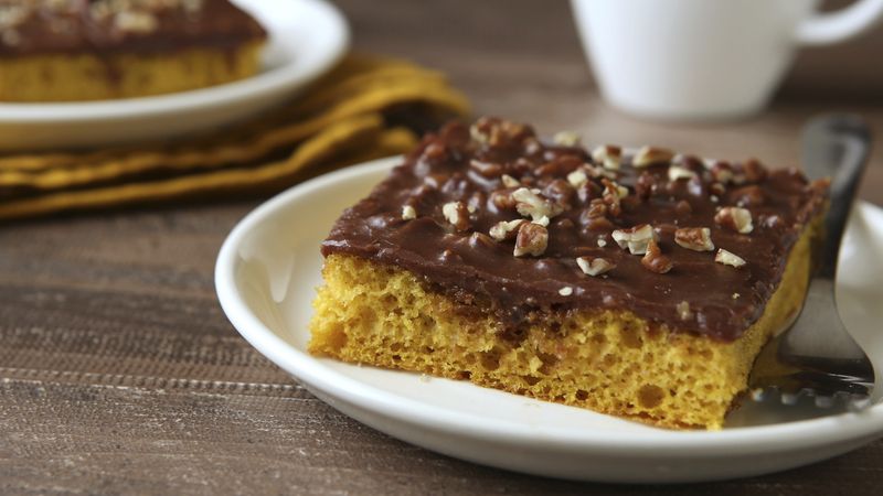 Pumpkin Sheet Cake with Chocolate Pecan Frosting