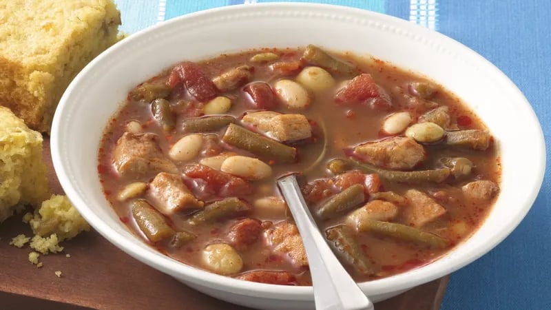 Spicy Three-Bean and Chicken Soup