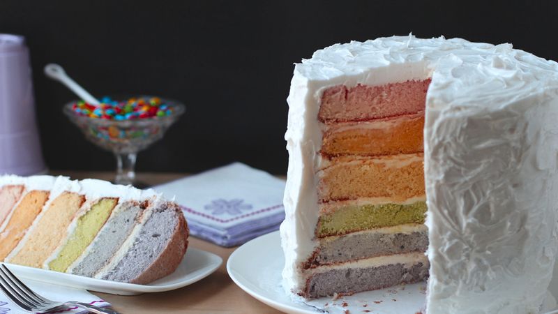 Rainbow Layer Cake with Natural Food Coloring