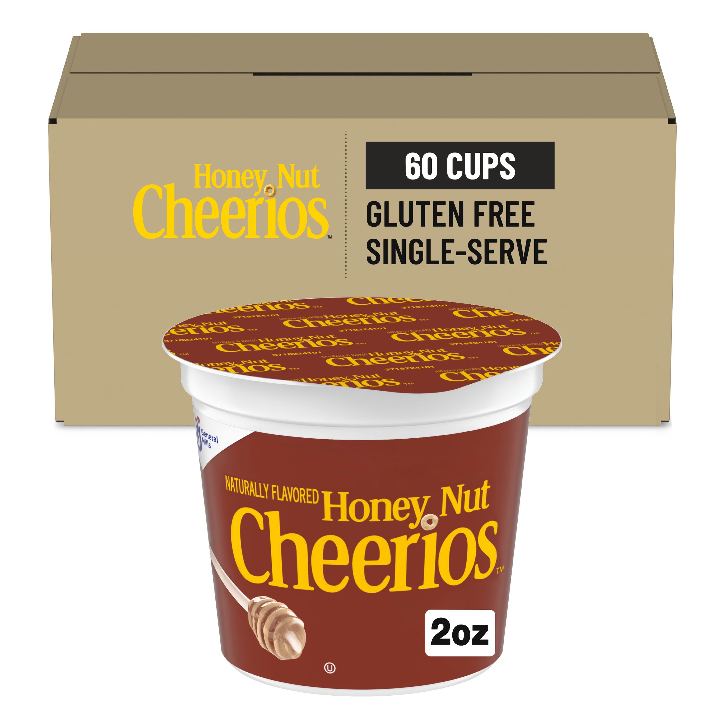 Case Optimized Hero Honey Nut Cheerios Gluten Free Cereal Single Serve Cup 60/2 OZ