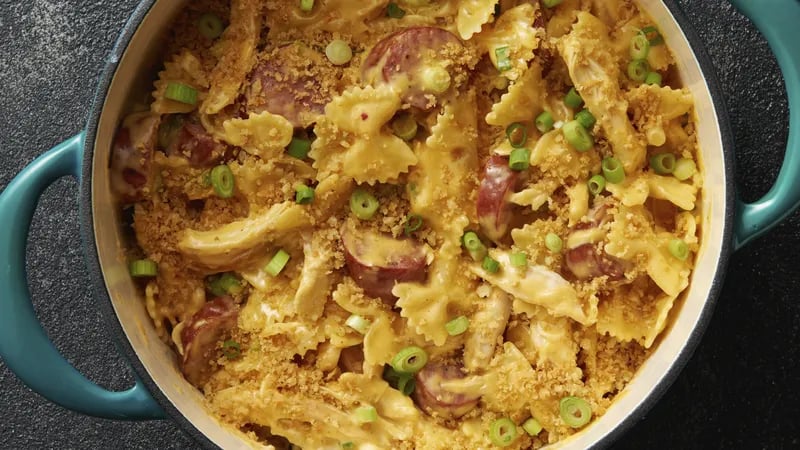 One-Pot Cajun Chicken and Sausage Mac and Cheese