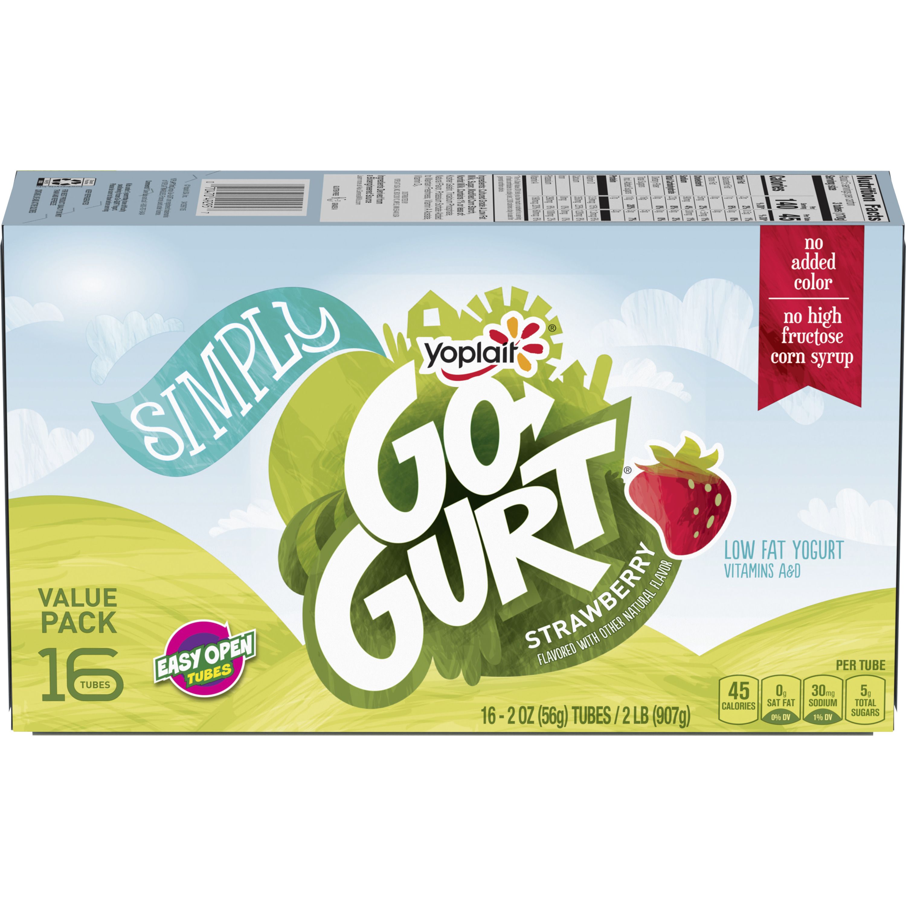 Front - 3D Yoplait Simply Go-Gurt Strawberry Low Fat Yogurt