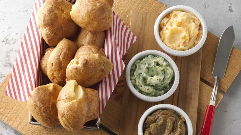Mini-Popovers with Flavored Butter Trio