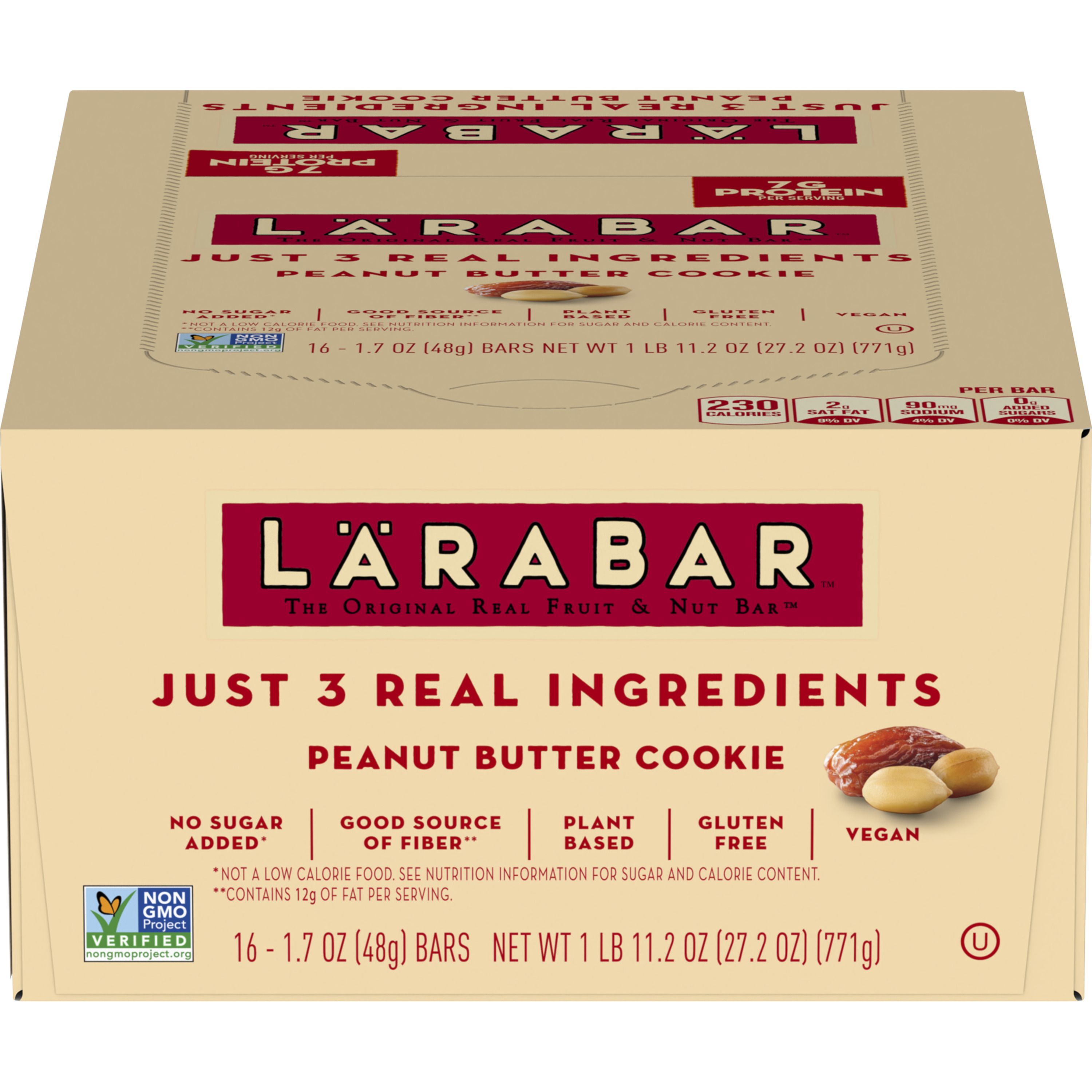 Front - 3D Larabar(TM) Fruit and Nut Bars Peanut Butter Cookie (16 ct) 1.7 oz